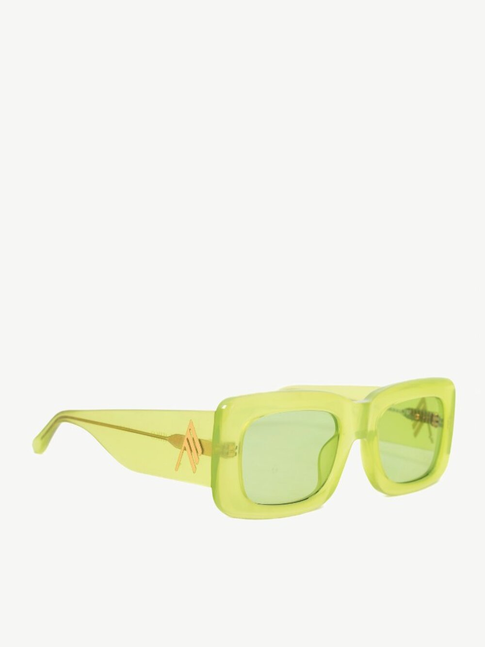 The Attico x Linda Farrow Marfa Green Acetate Rectangle Sunglasses